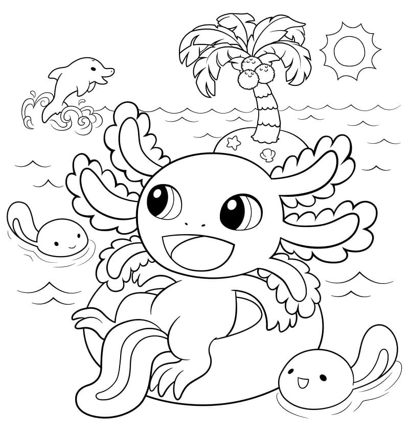 Cartoon Axolotl Relaxing Coloring Page Free Printable Coloring Pages For Kids