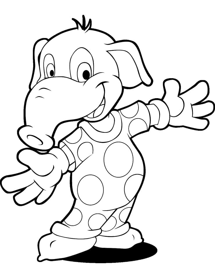 Cartoon Baby Elephant Coloring Page - Free Printable Coloring Pages for Kids