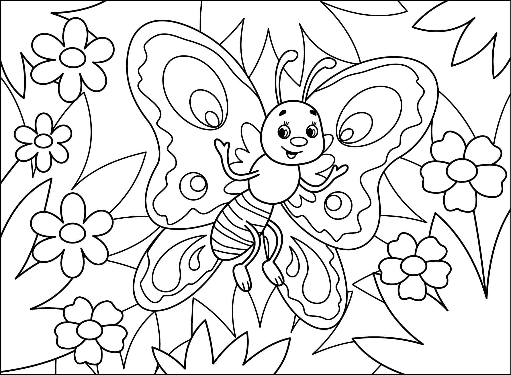 Cartoon Butterfly Coloring Page   Free Printable Coloring Pages ...