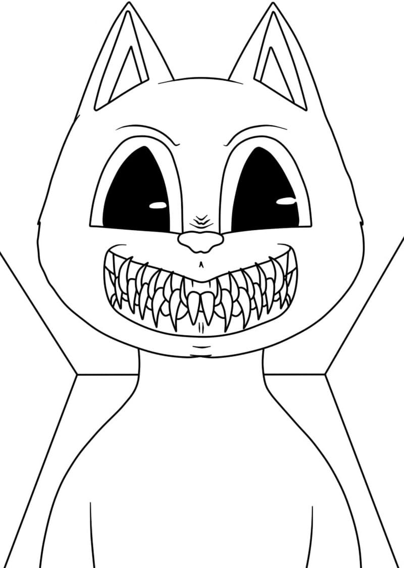 Cartoon Cat Creepy Face Coloring Page - Free Printable Coloring Pages for  Kids