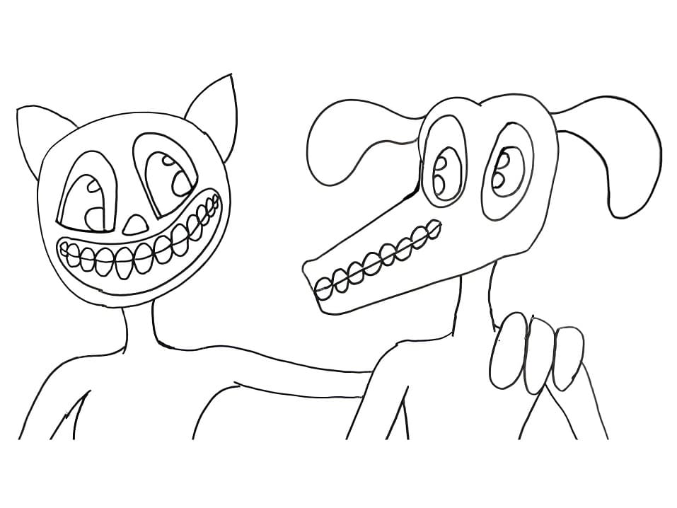 Cartoon Cat and Cartoon Dog Coloring Page - Free Printable Coloring Pages  for Kids