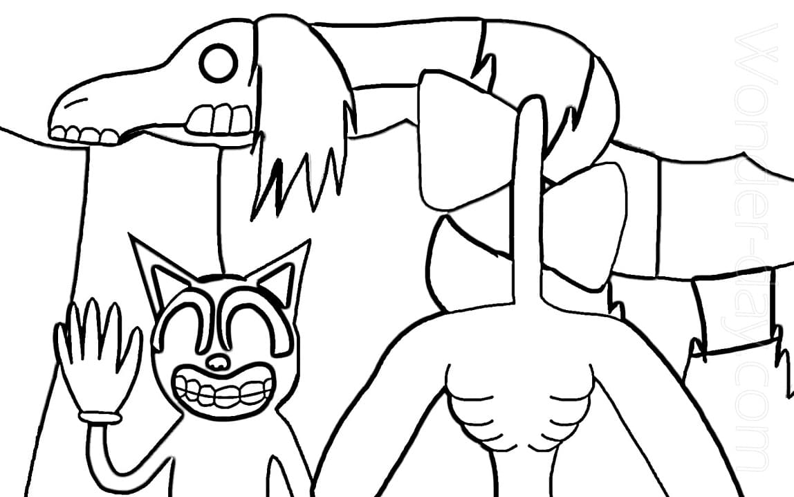 Scary Cartoon Cat Coloring Page - Free Printable Coloring Pages for Kids