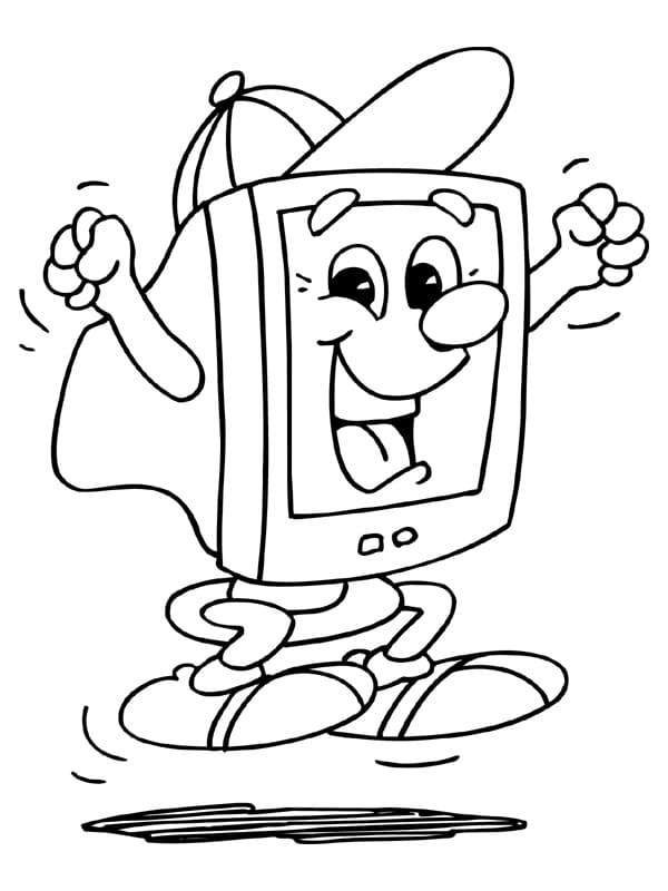 Cartoon Computer Coloring Page - Free Printable Coloring Pages for Kids