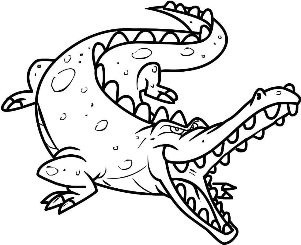 Cartoon Crocodile Coloring Page - Free Printable Coloring Pages for Kids