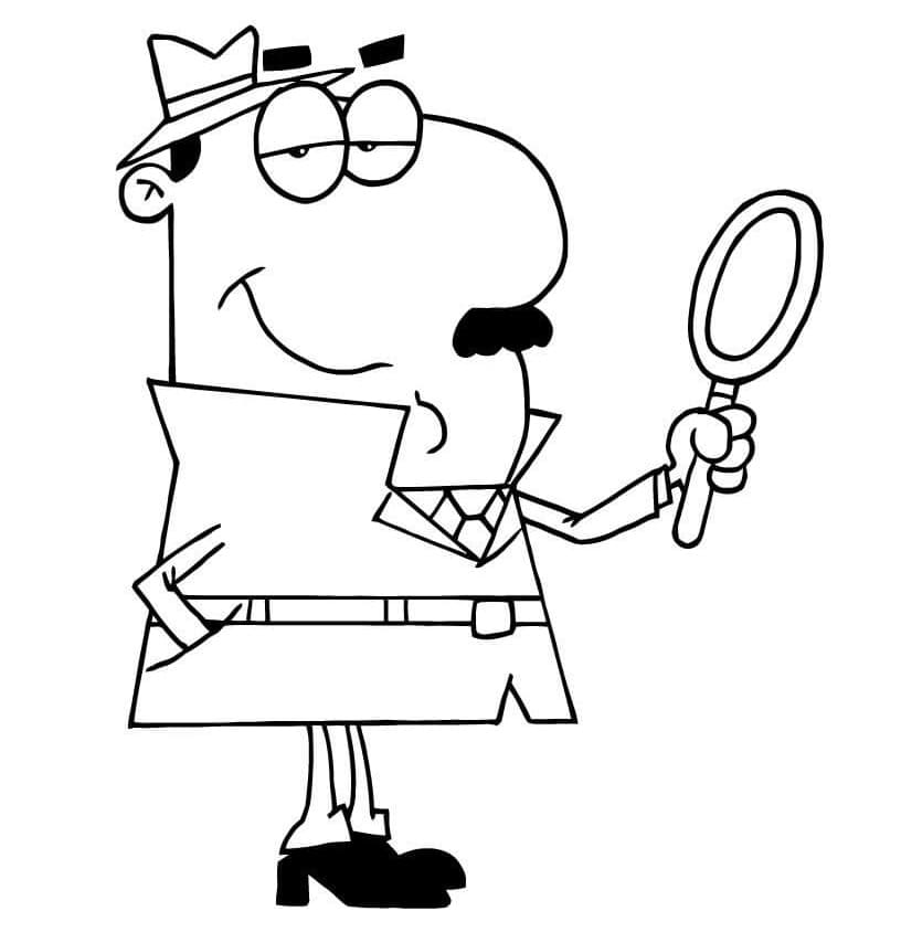 Cartoon Detective Coloring Page - Free Printable Coloring Pages for Kids