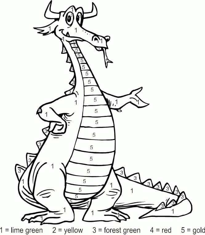 Cartoon Dragon Color by Number Coloring Page - Free Printable Coloring  Pages for Kids