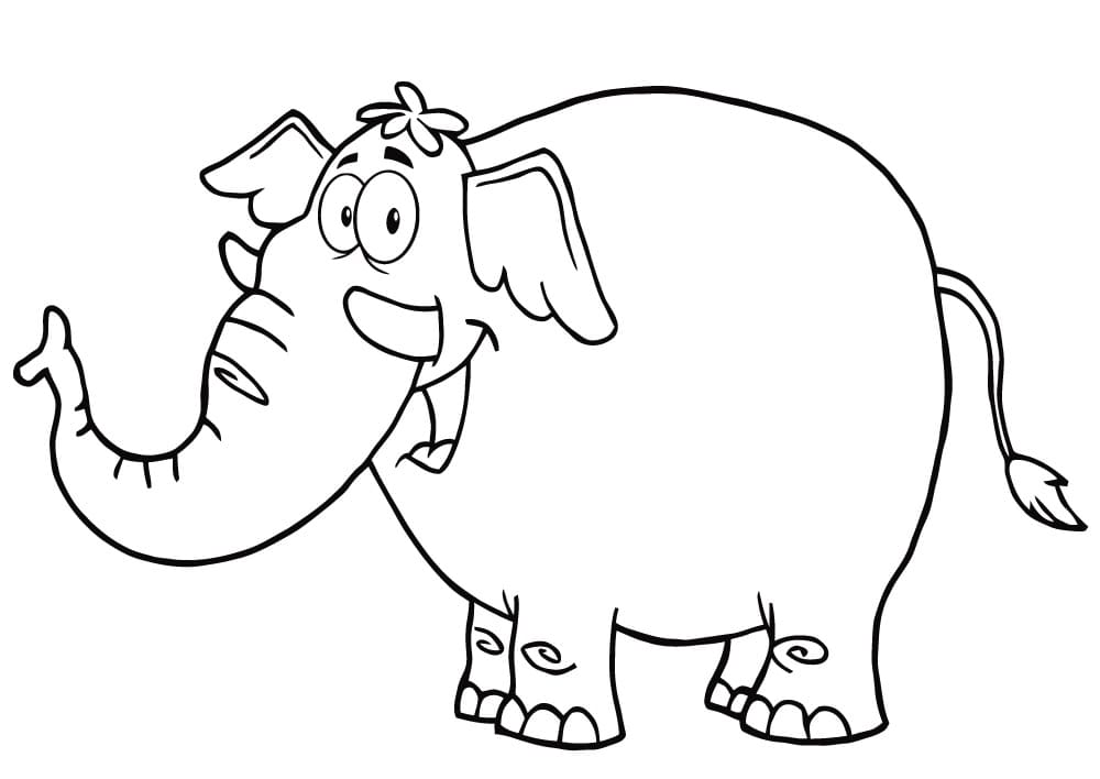 Cartoon Elephant Smiling Coloring Page - Free Printable Coloring Pages for  Kids