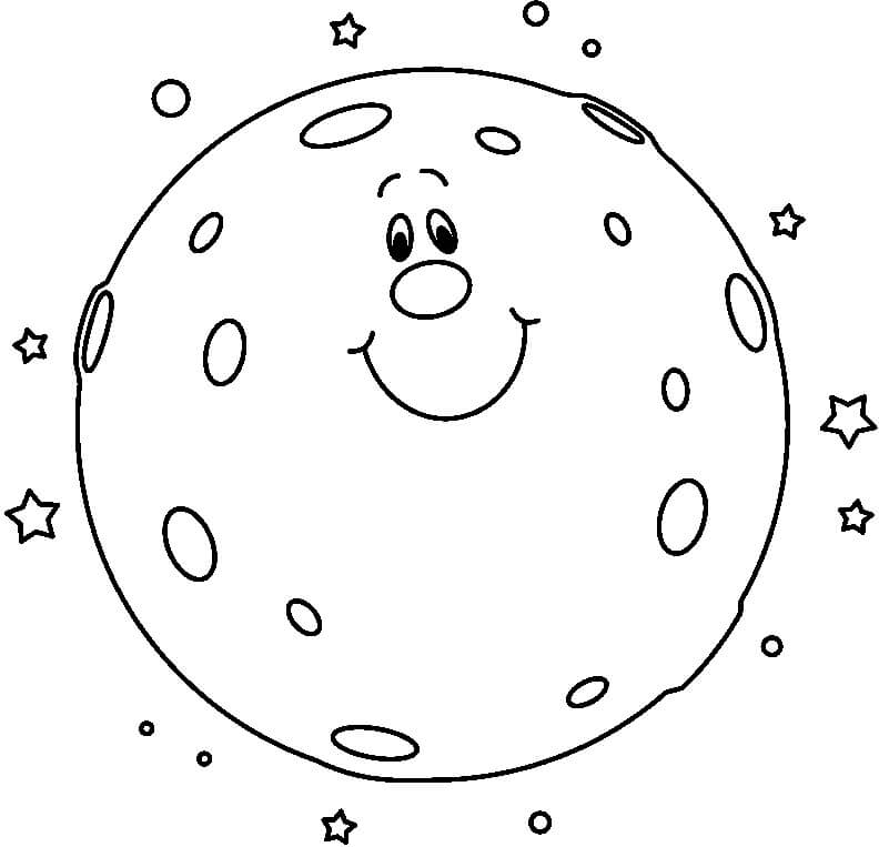 Cartoon Full Moon Coloring Page - Free Printable Coloring Pages for Kids