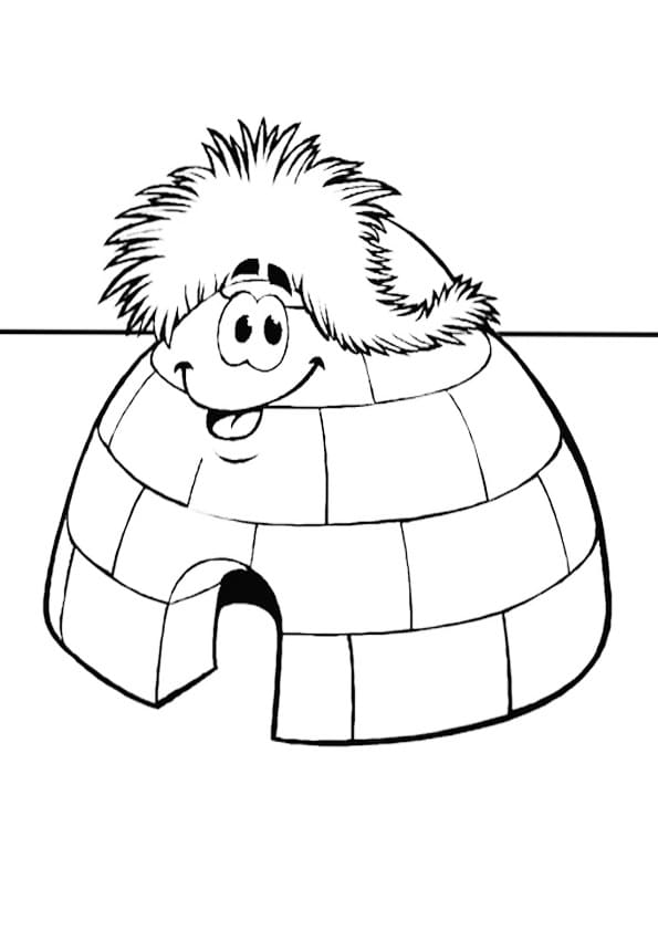 Cartoon Igloo Coloring Page - Free Printable Coloring Pages for Kids