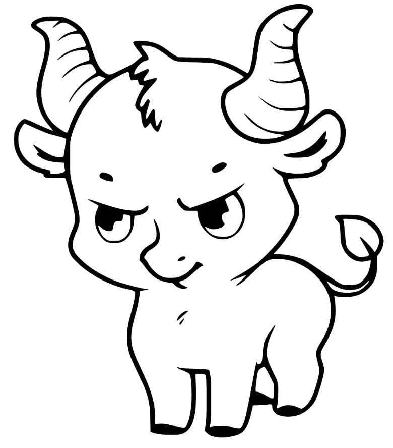 Cartoon Little Bull Coloring Page - Free Printable Coloring Pages for Kids
