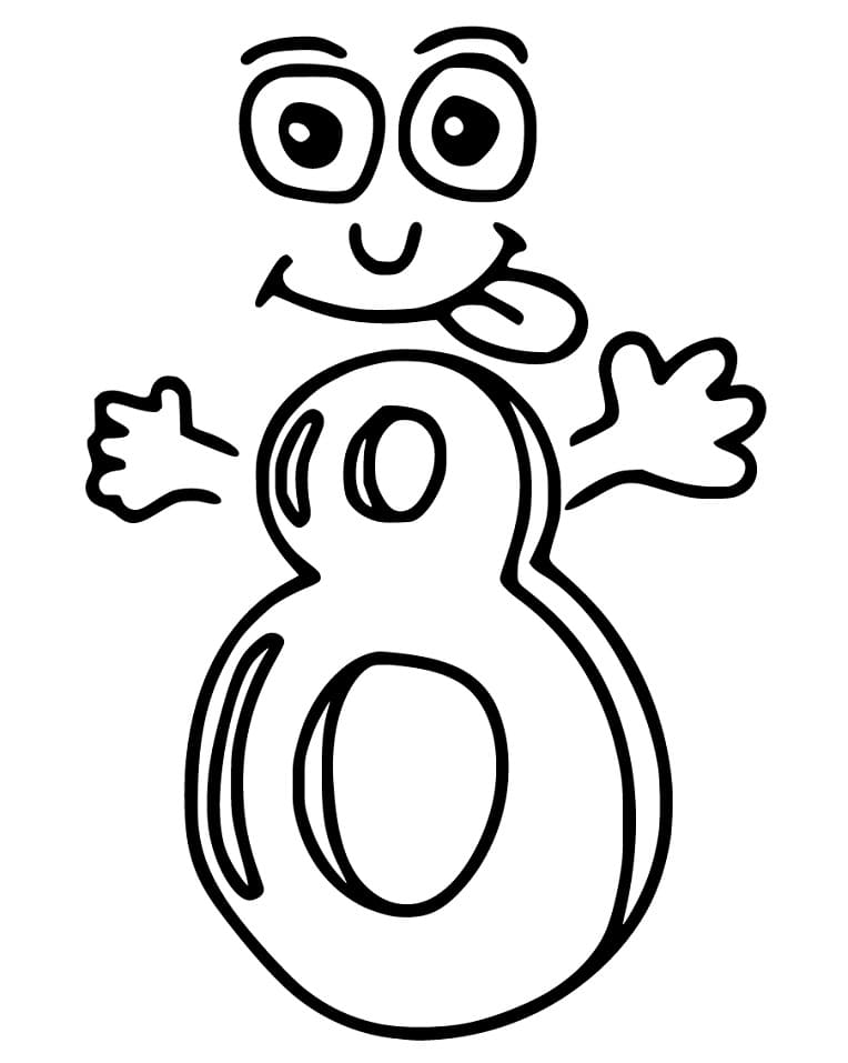 Cartoon Number 8 Coloring Page - Free Printable Coloring Pages for Kids