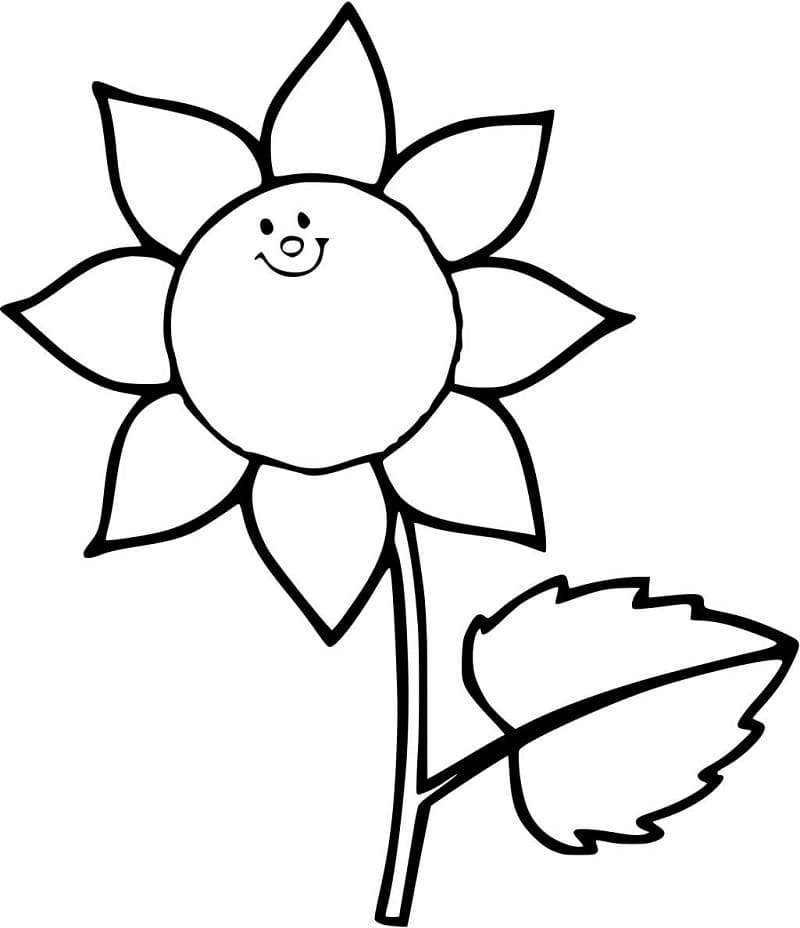 Cartoon Sunflower Coloring Page - Free Printable Coloring Pages for Kids