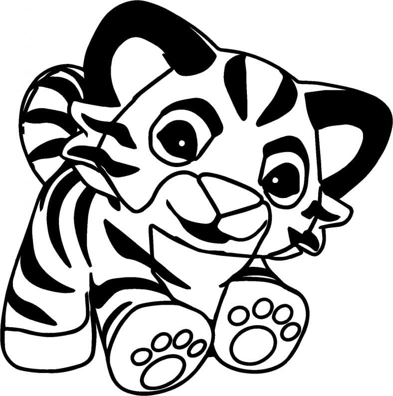 Cartoon Tiger Cub Coloring Page - Free Printable Coloring Pages for Kids