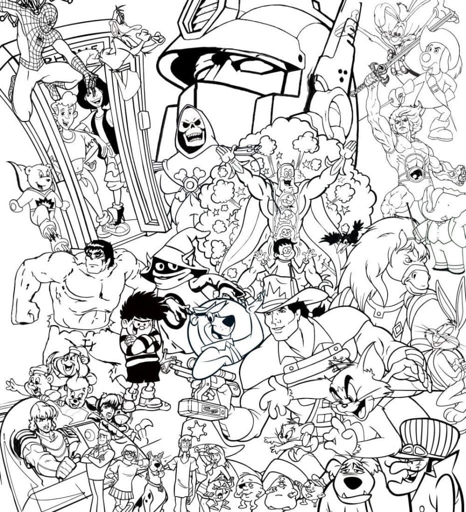 Cartoon and Movie Characters Aesthetics Coloring Page - Free Printable  Coloring Pages for Kids