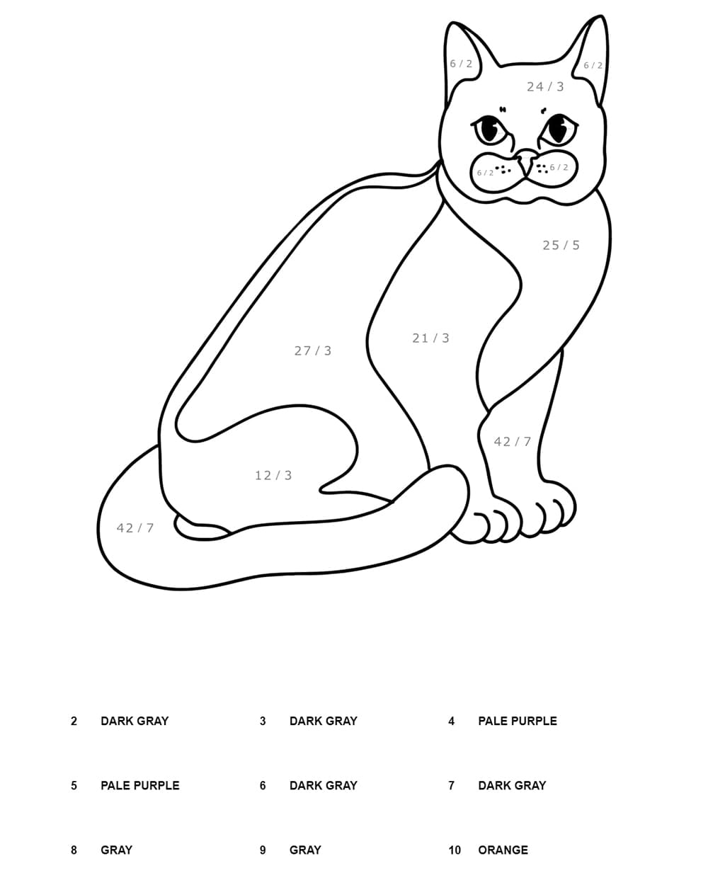 Cat Color by Number Division