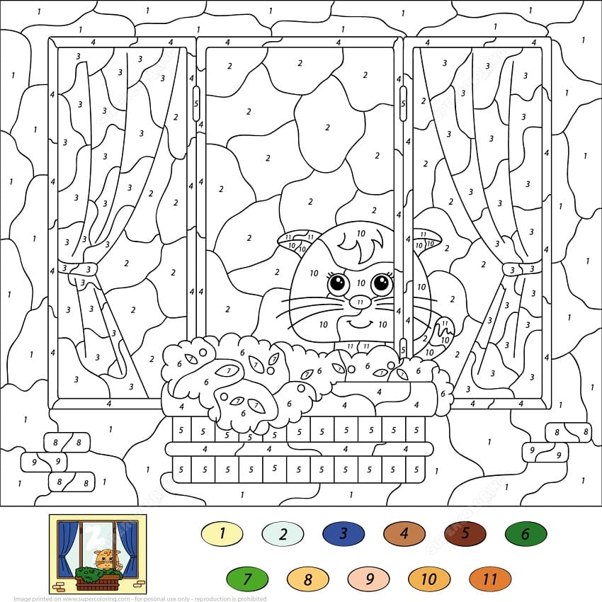 Animal Color by Number Coloring Pages Free Printable Coloring Pages
