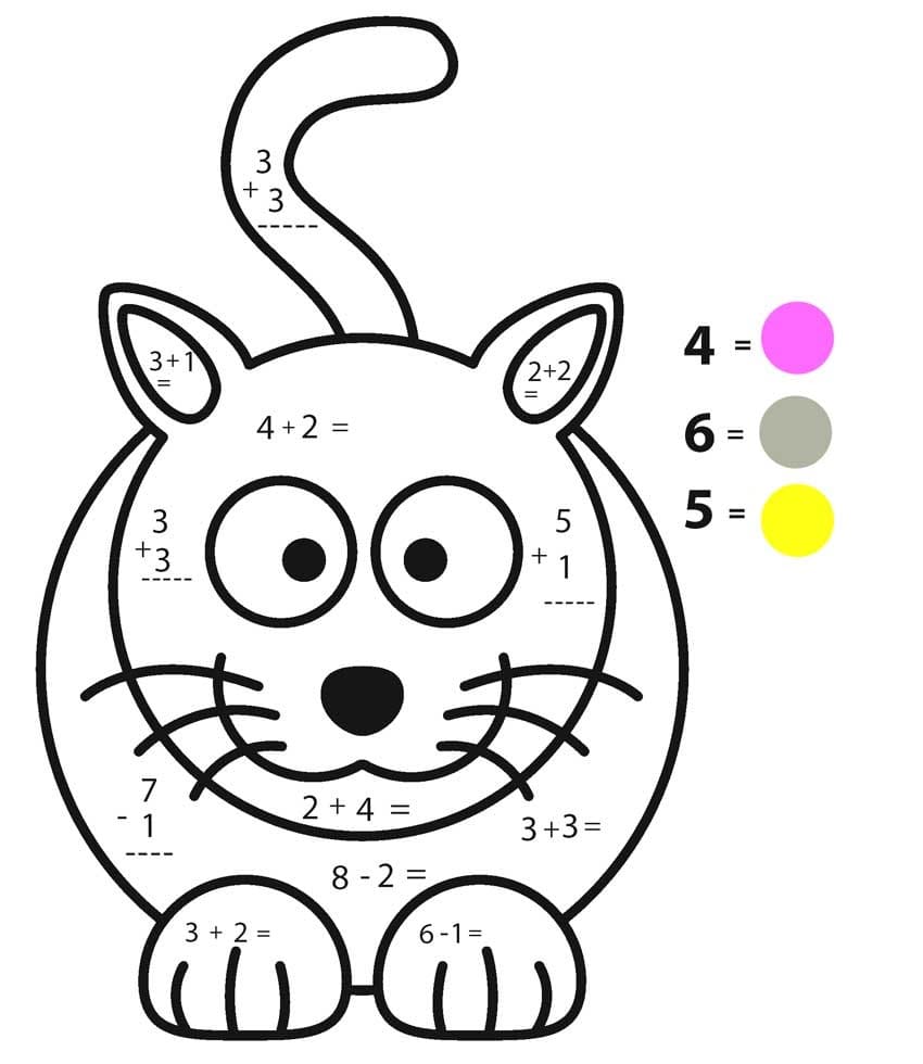 Cat Math Worksheet Coloring Page   Free Printable Coloring Pages ...