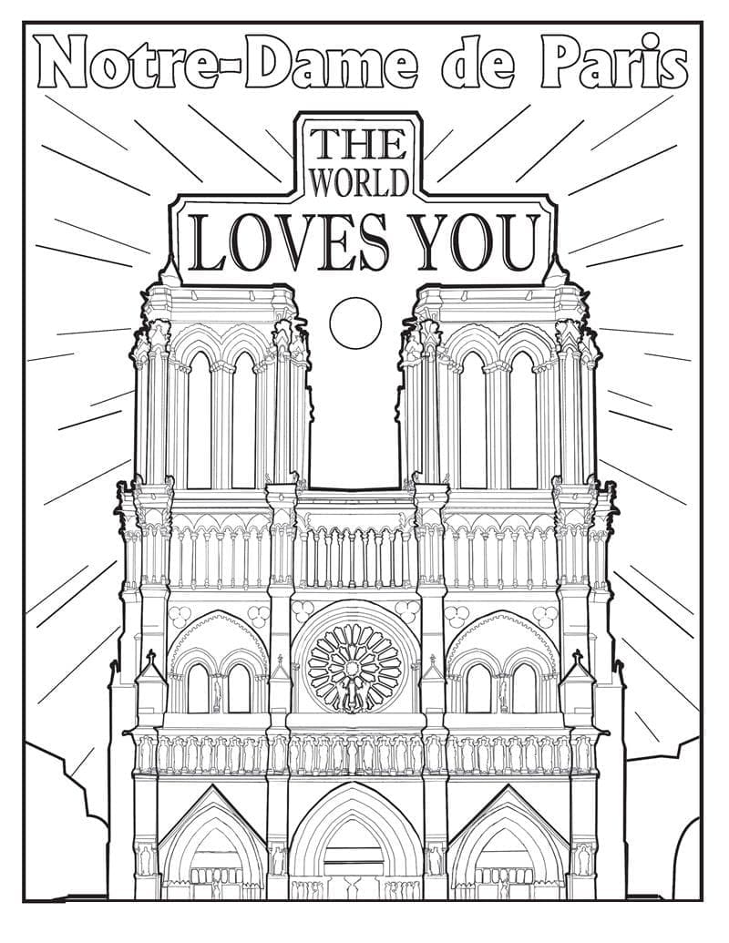 Coloring description : Download Printable Cathedrale Notre Dame 2 Coloring Page...