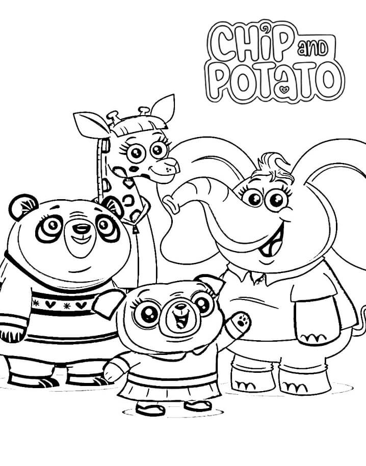 Characters from Chip and Potato Coloring Page - Free Printable Coloring