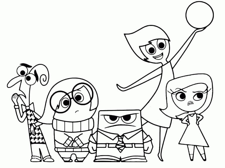 Characters from Inside Out 1 Coloring Page Free Printable Coloring
