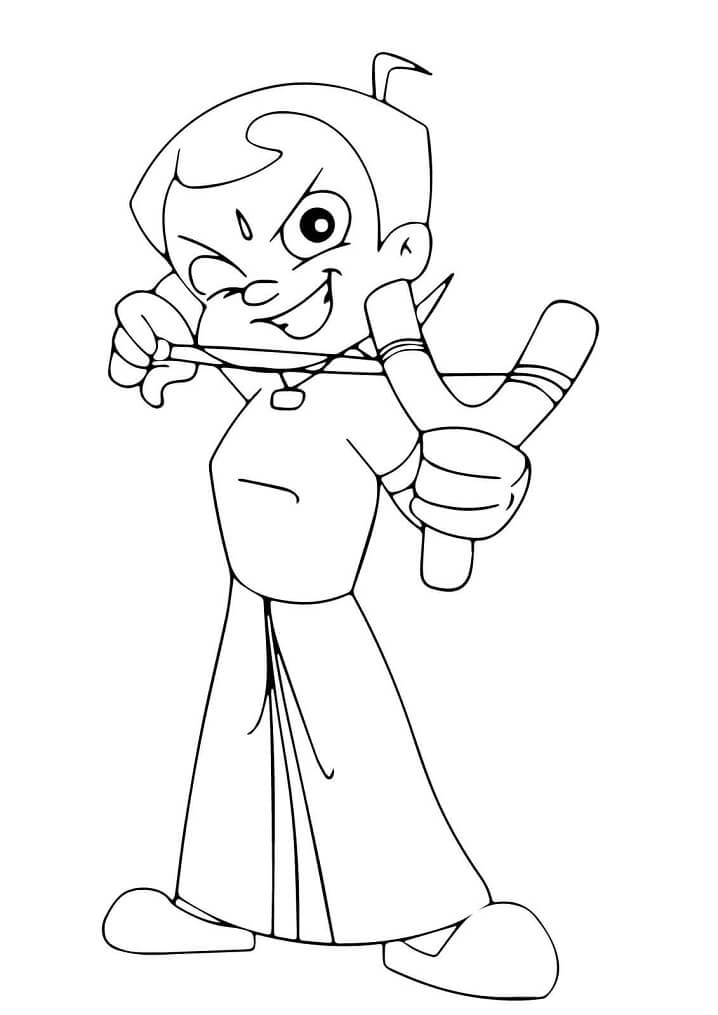 Chhota Bheem Firing Sling Shot Coloring Page - Free Printable Coloring  Pages for Kids