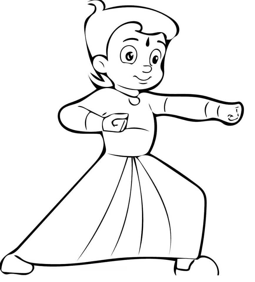 Chhota Bheem Trainning Coloring Page - Free Printable Coloring Pages for  Kids