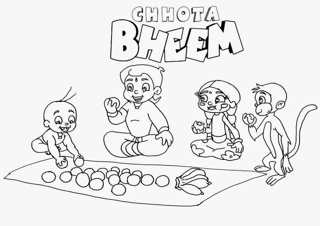 Chhota Bheem with Friends Coloring Page - Free Printable Coloring Pages for  Kids