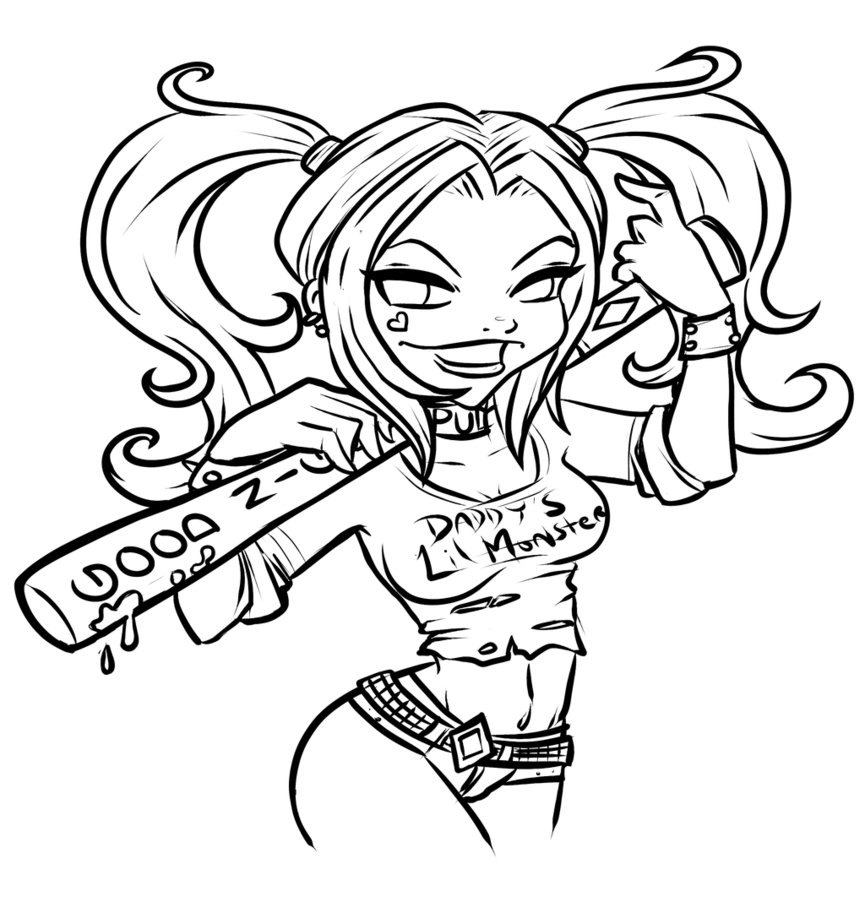 Chibi Harley Quinn Coloring Page   Free Printable Coloring Pages ...