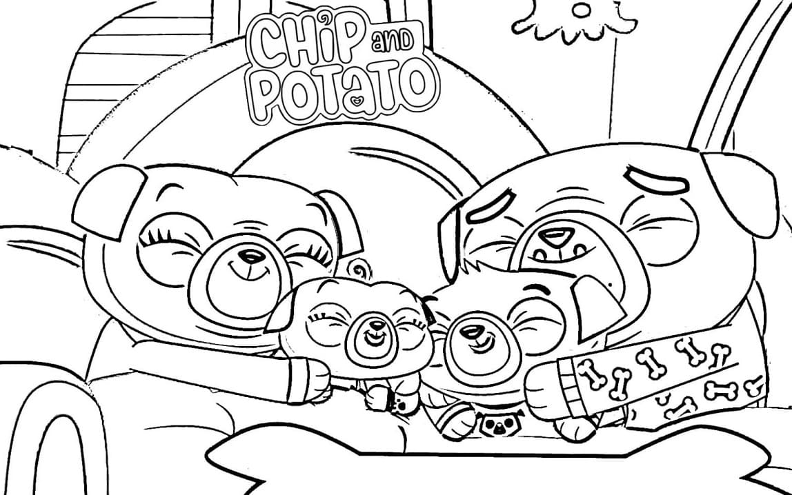 Chip and Potato Cute Coloring Page - Free Printable Coloring Pages for Kids