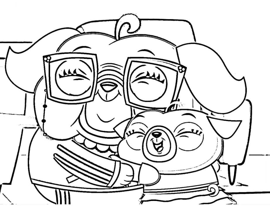 Chip and Grandma Pug Coloring Page - Free Printable Coloring Pages for Kids