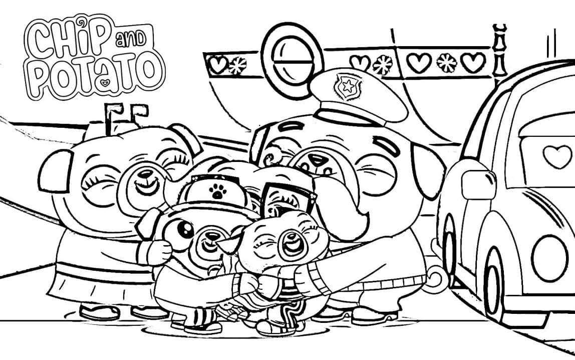 Chip and Potato Characters Coloring Page - Free Printable Coloring