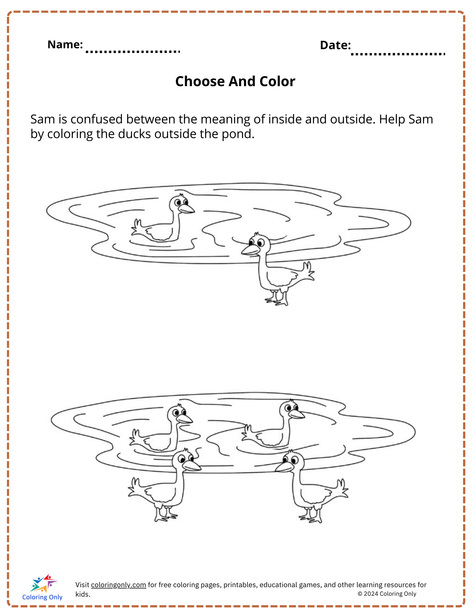 Choose And Color Free Printable Worksheet