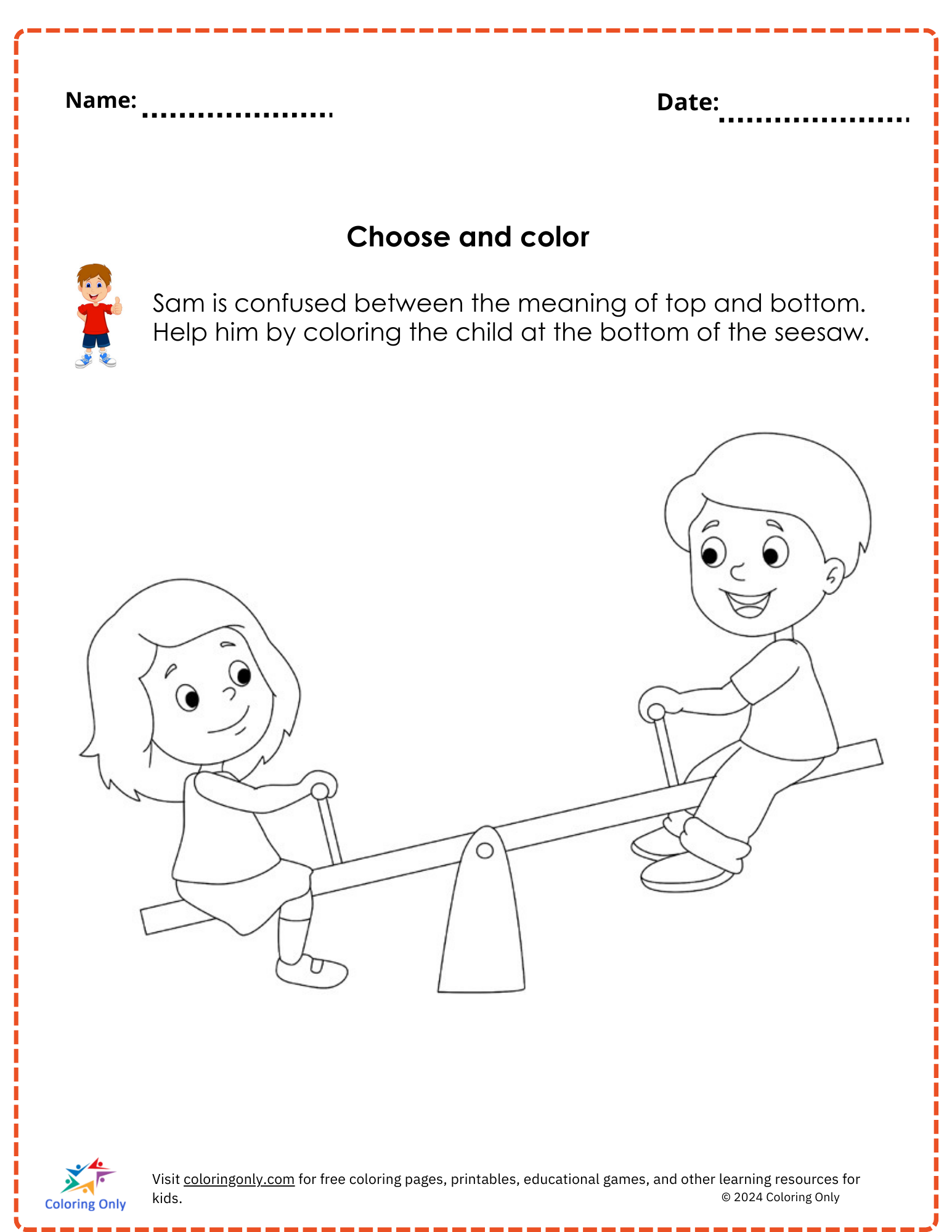 Choose and color free Printable Worksheet