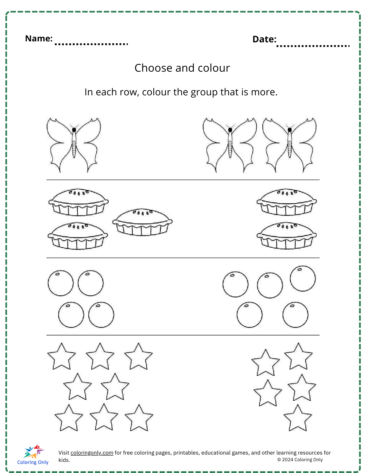 Choose and colour free Printable Worksheet