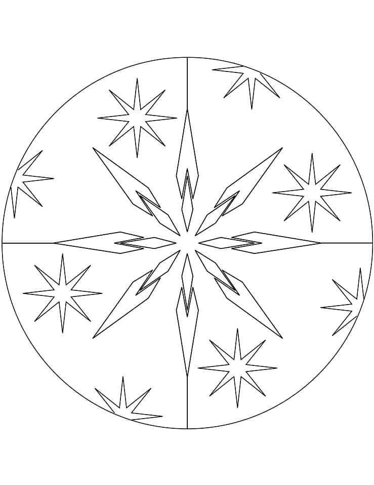 Christmas Mandala With Stars Coloring Page Free Printable Coloring Pages For Kids