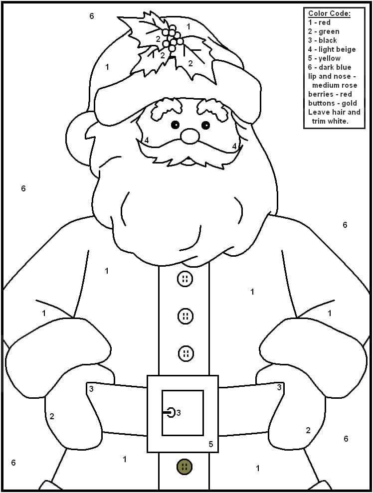 Christmas Santa Color by Number