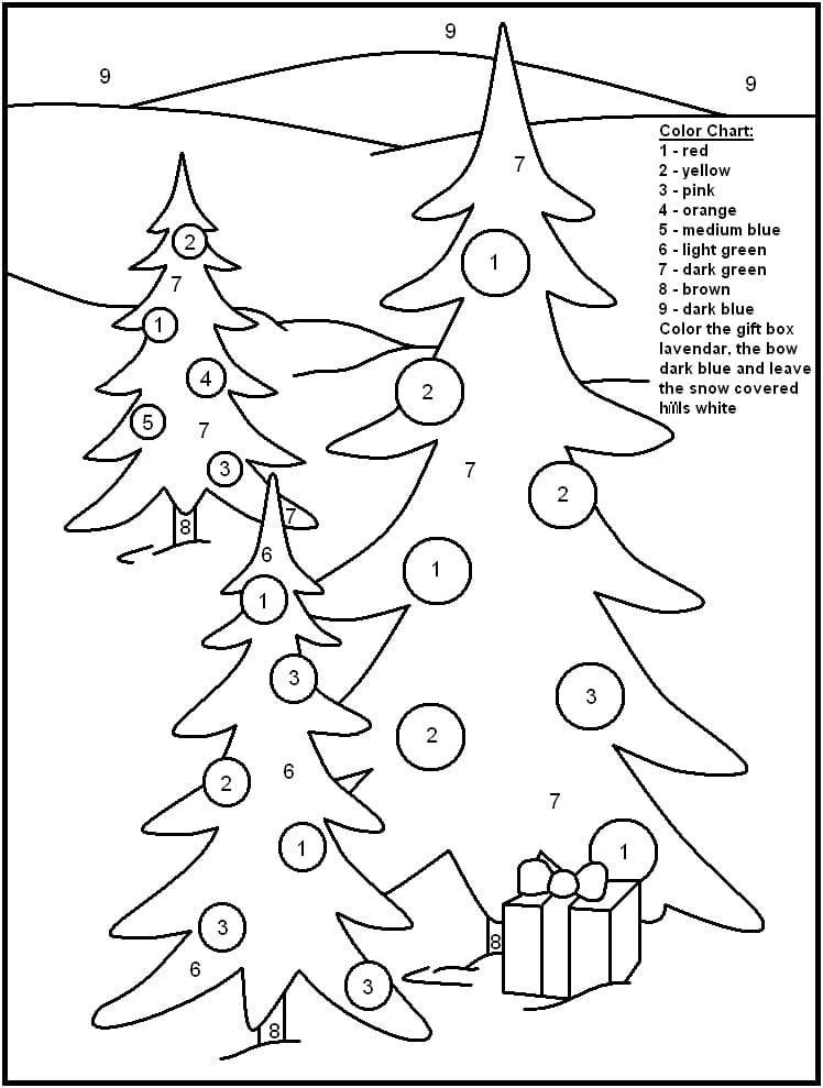 Christmas Trees Color by Number