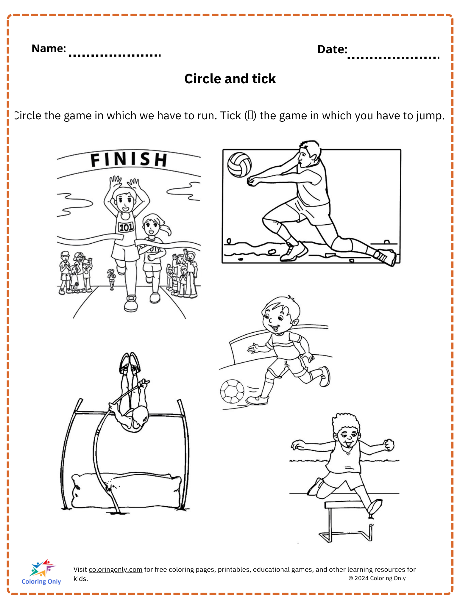 Circle and tick free Printable Worksheet