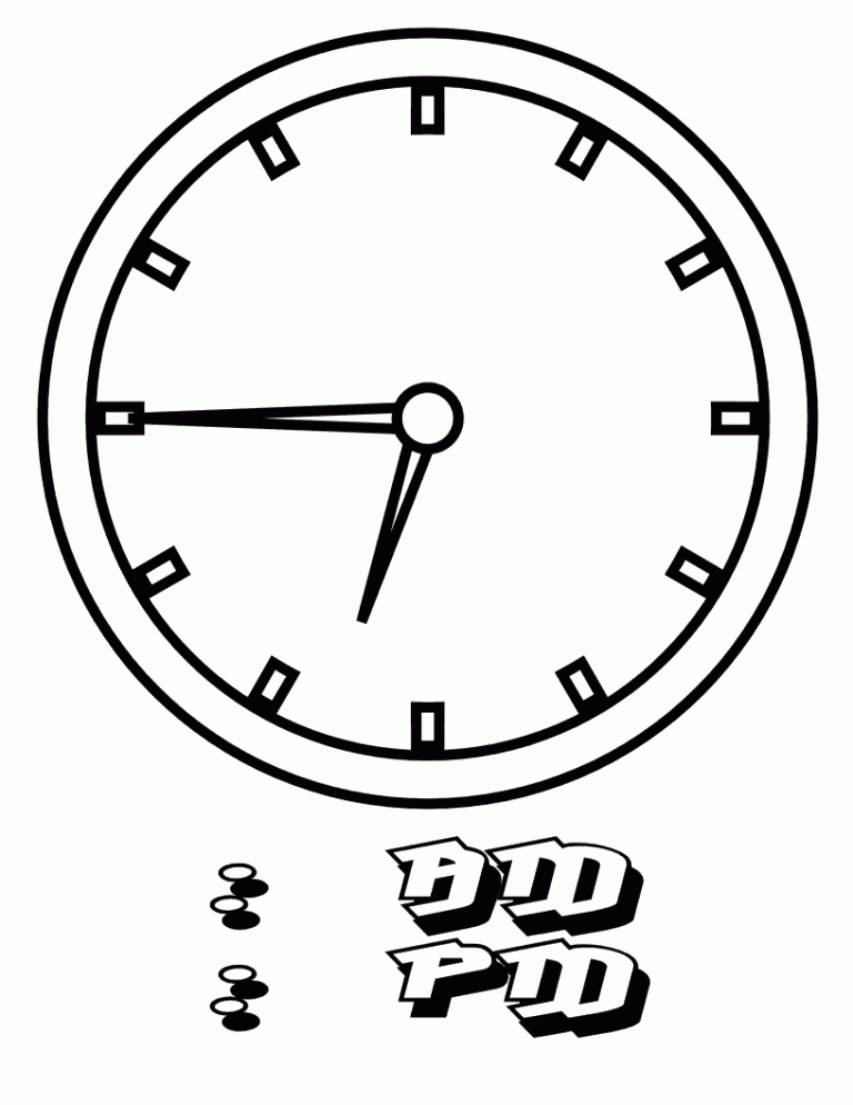 Clock 6 Coloring Page - Free Printable Coloring Pages for Kids