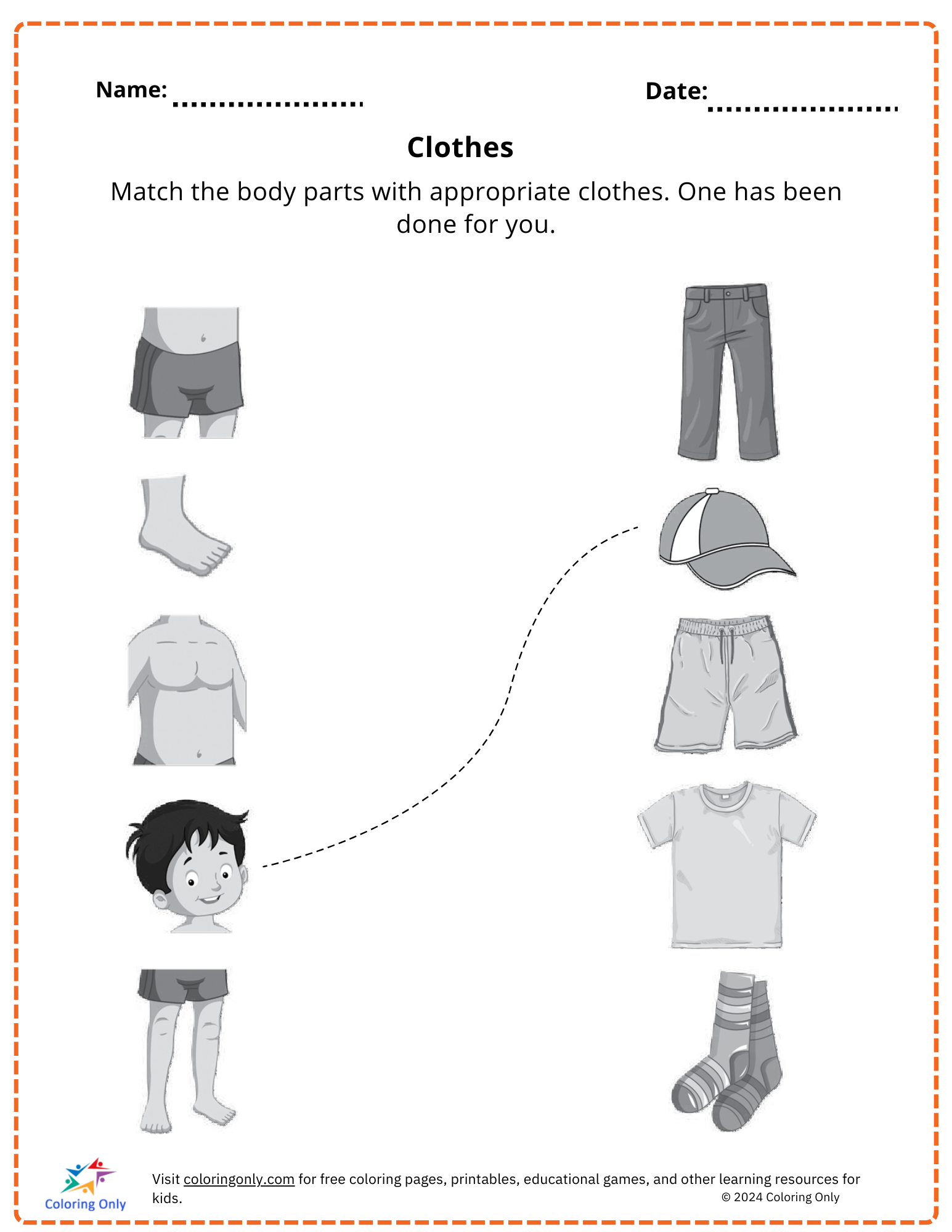 Clothes Free Printable Worksheet