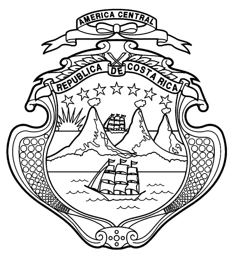 Coat of Arms of Costa Rica Coloring Page - Free Printable Coloring