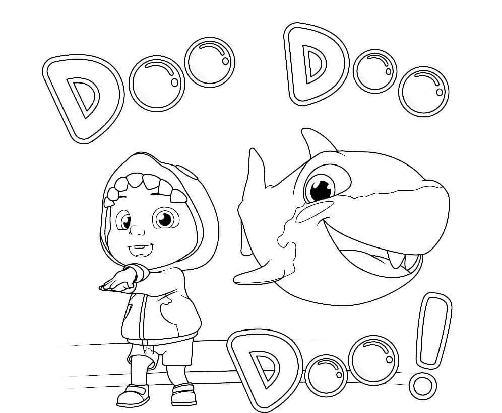 Free printable Cocomelon and Baby Shark coloring page. 