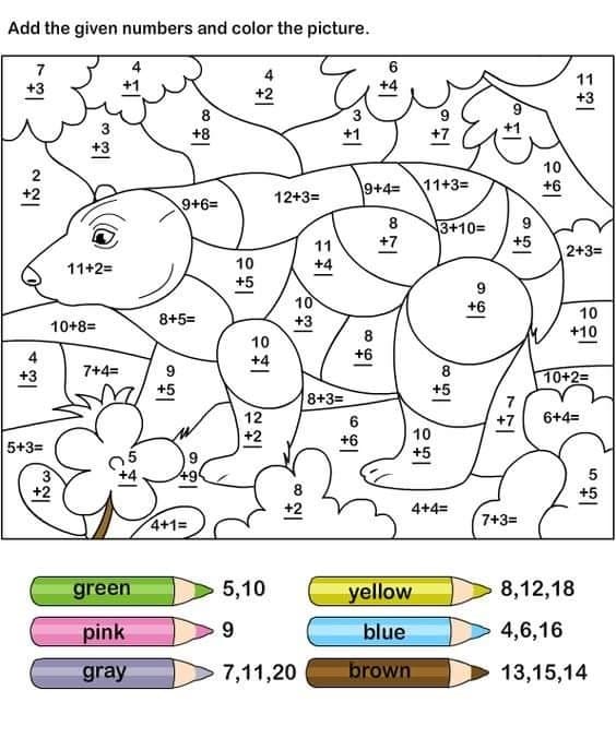 Color By Number Addition Pages Coloring Page Free Printable Coloring