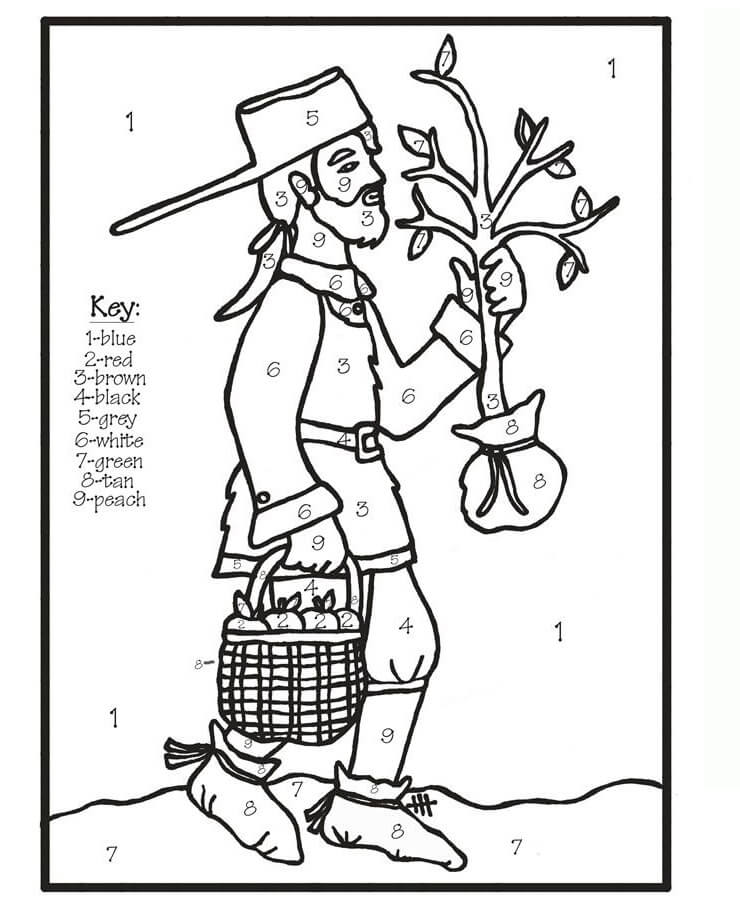 Johnny Appleseed Coloring Page