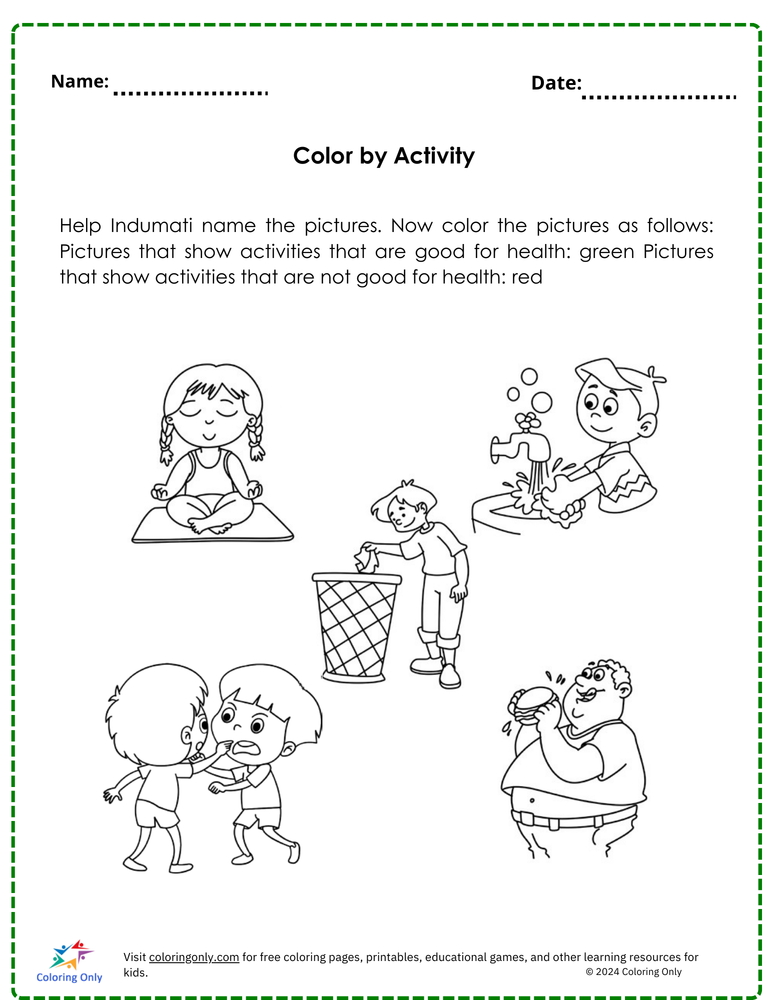 Color by Activity free Printable Worksheet