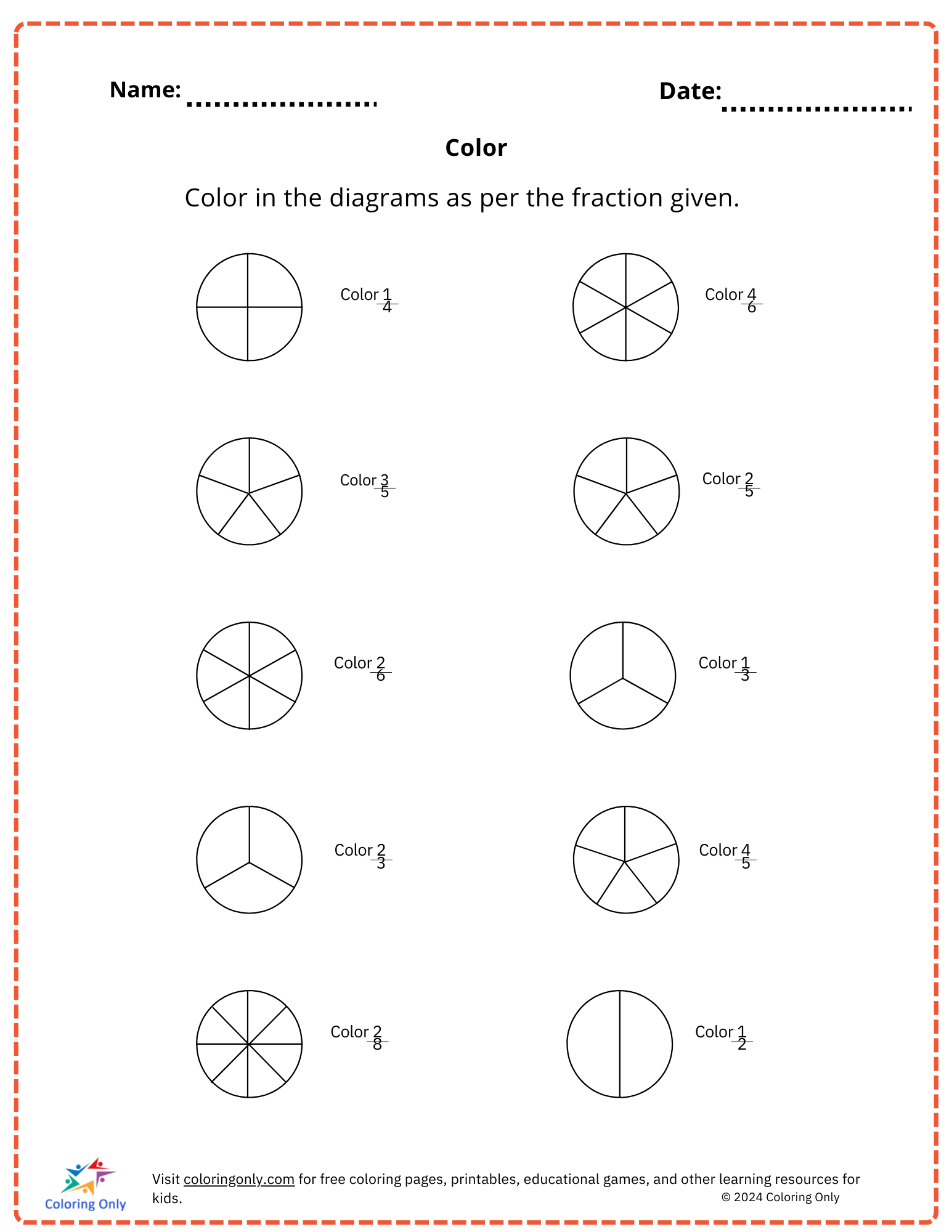 Color free Printable Worksheet