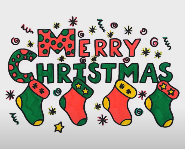 Colored Christmas Coloring Page