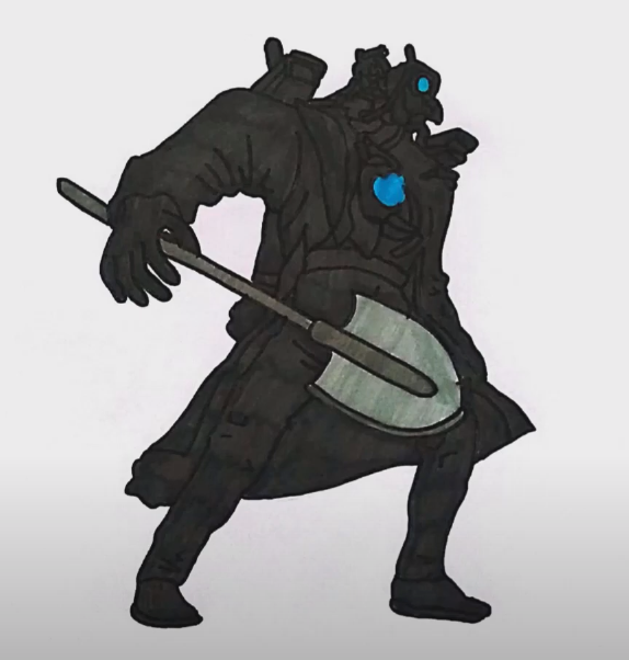 Colored Titan Cameraman Coloring Page