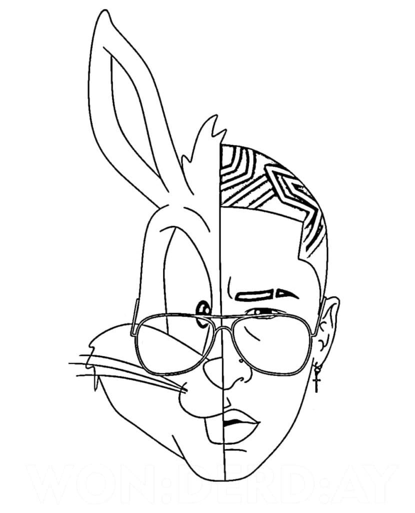 Cool Bad Bunny Coloring Page - Free Printable Coloring Pages for Kids