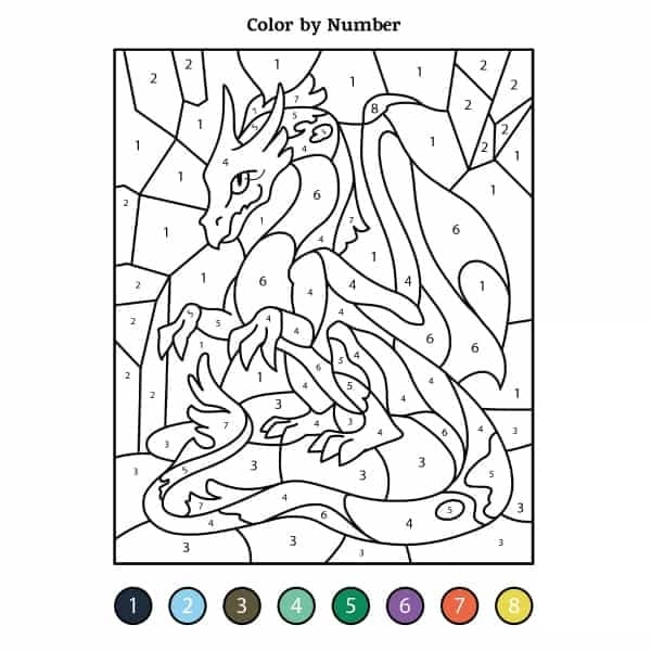 Cool Dragon Color by Number